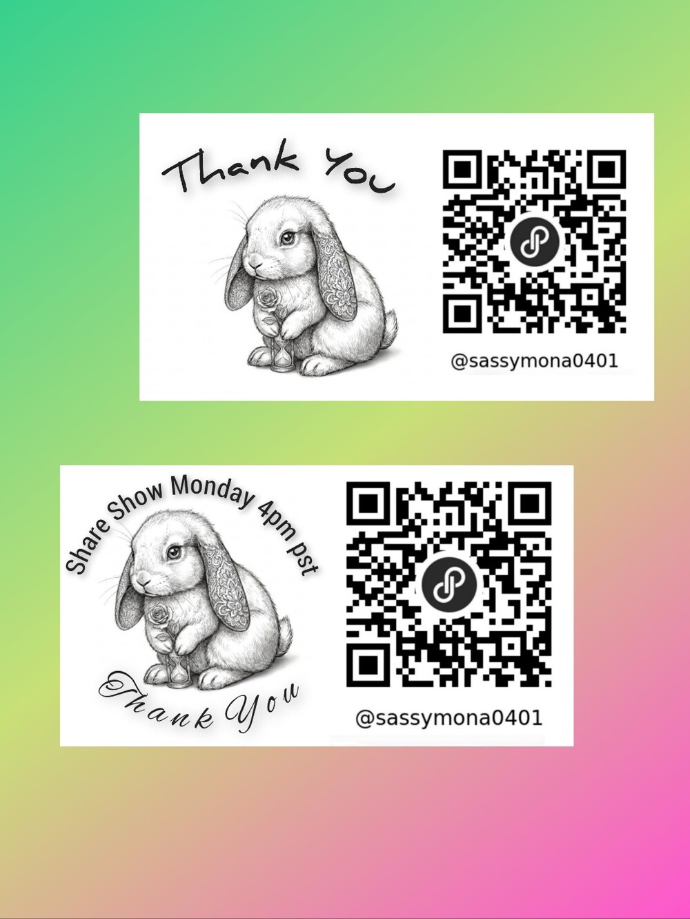 Animal QR Code Collection Thank You Stickers 2x4 50pc Handcrafted QR Code - Picture 9 of 10